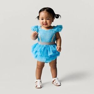 NWT Posh Peanut Disney Princess Cinderella Blue Velour Bodysuit Dress Size 2T